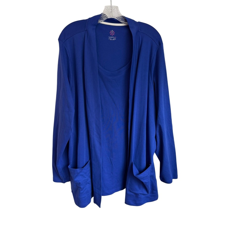 Isaac Mizrahi Live Essentials Royal Blue Cardigan Tank Combo 3X Plus Size‎